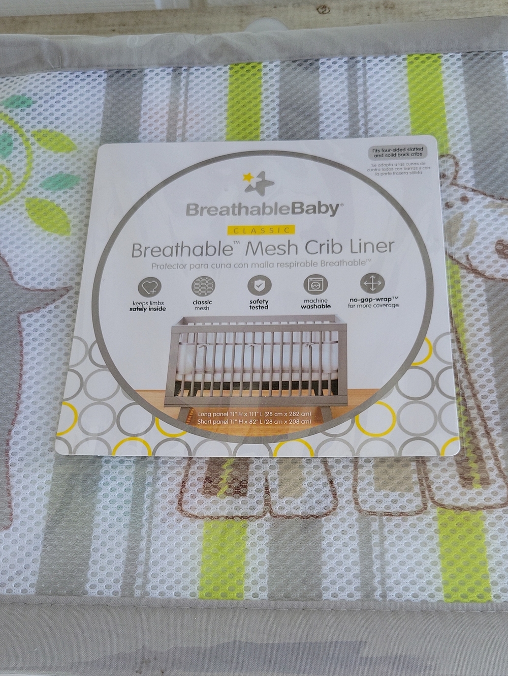 BreathableBaby Classic Breathable Mesh Crib Liner - Gray & Green